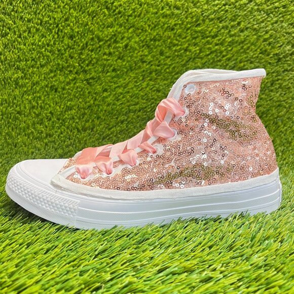 Converse Chuck Taylor All Star High Womens Size 8 Pink Athletic Shoes Sneakers - Picture 3 of 10